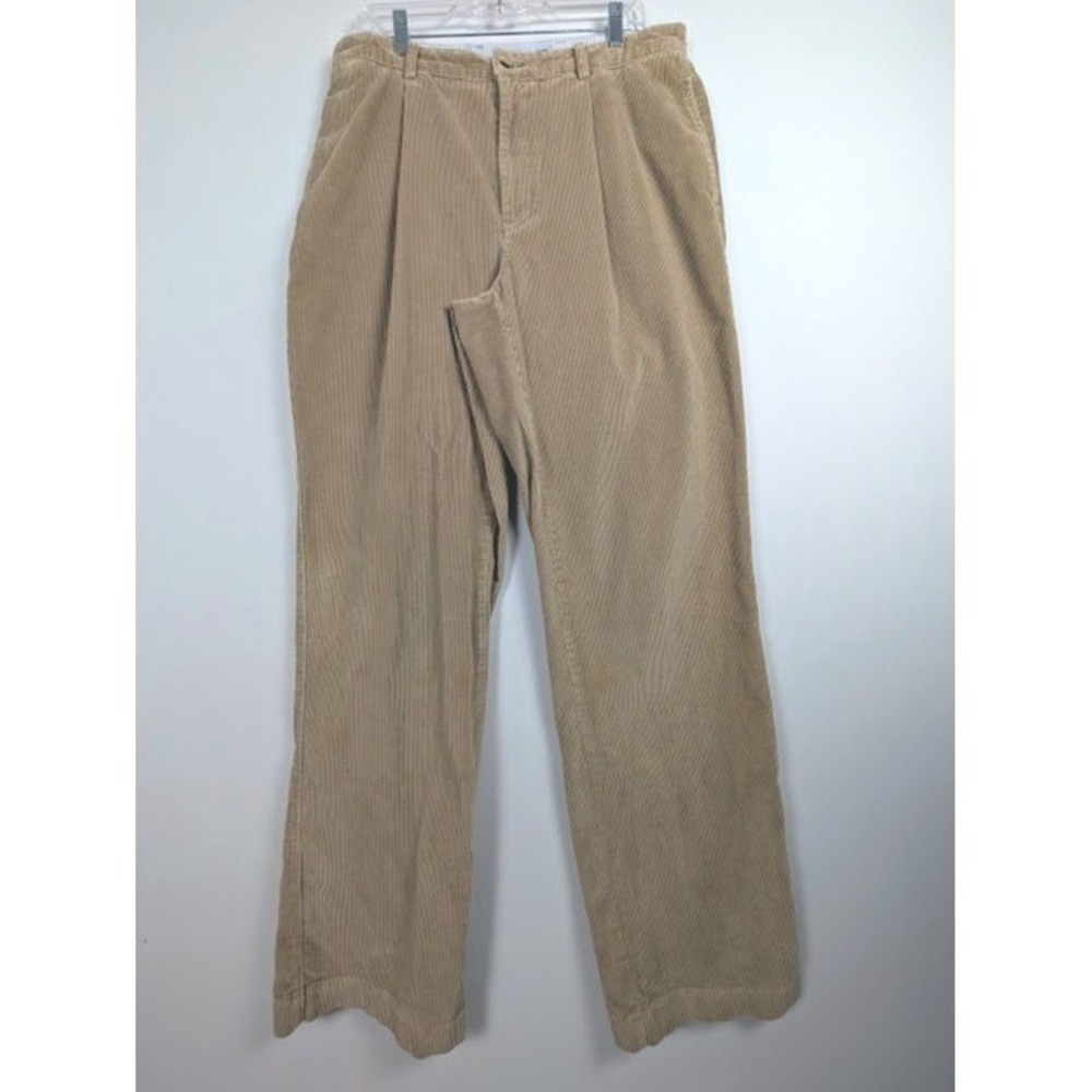 Tommy Hilfiger‎ Corduroy Pants Mens 34x32 Tan Pleated Baggy Vintage Y2K